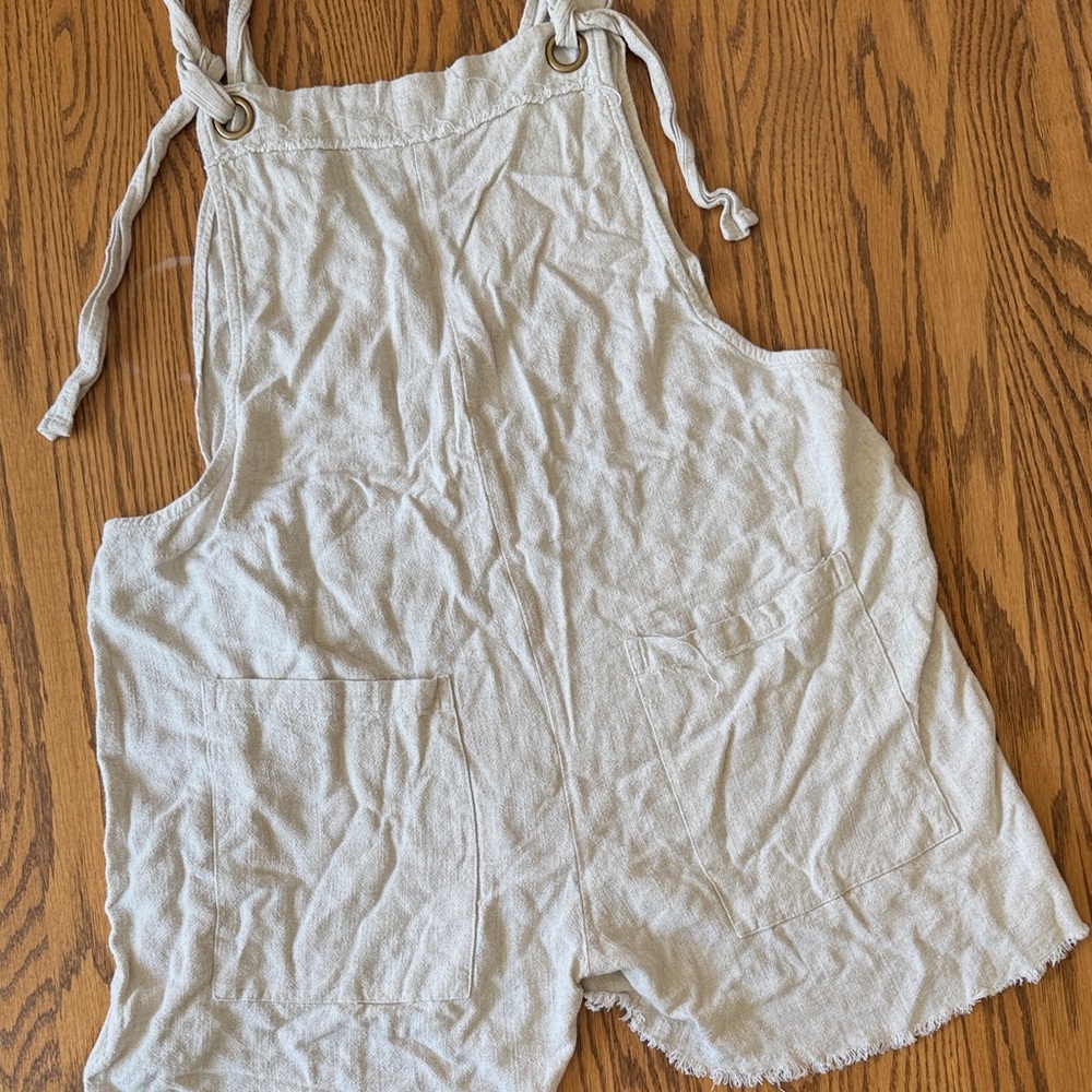 Beige Linen Overalls natural life